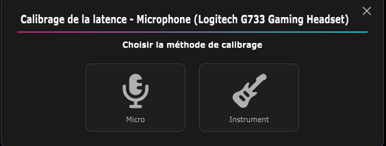 Le choix entre le calibrage par micro et le calibrage par instrument.