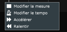 Le menu clic droit à quatre entrées ouvert sur un temps libre de la barre temporelle.